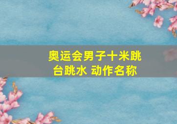 奥运会男子十米跳台跳水 动作名称